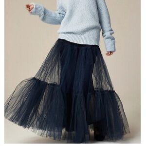 J. Crew Midnight Blue Tulle Maxi Skirt